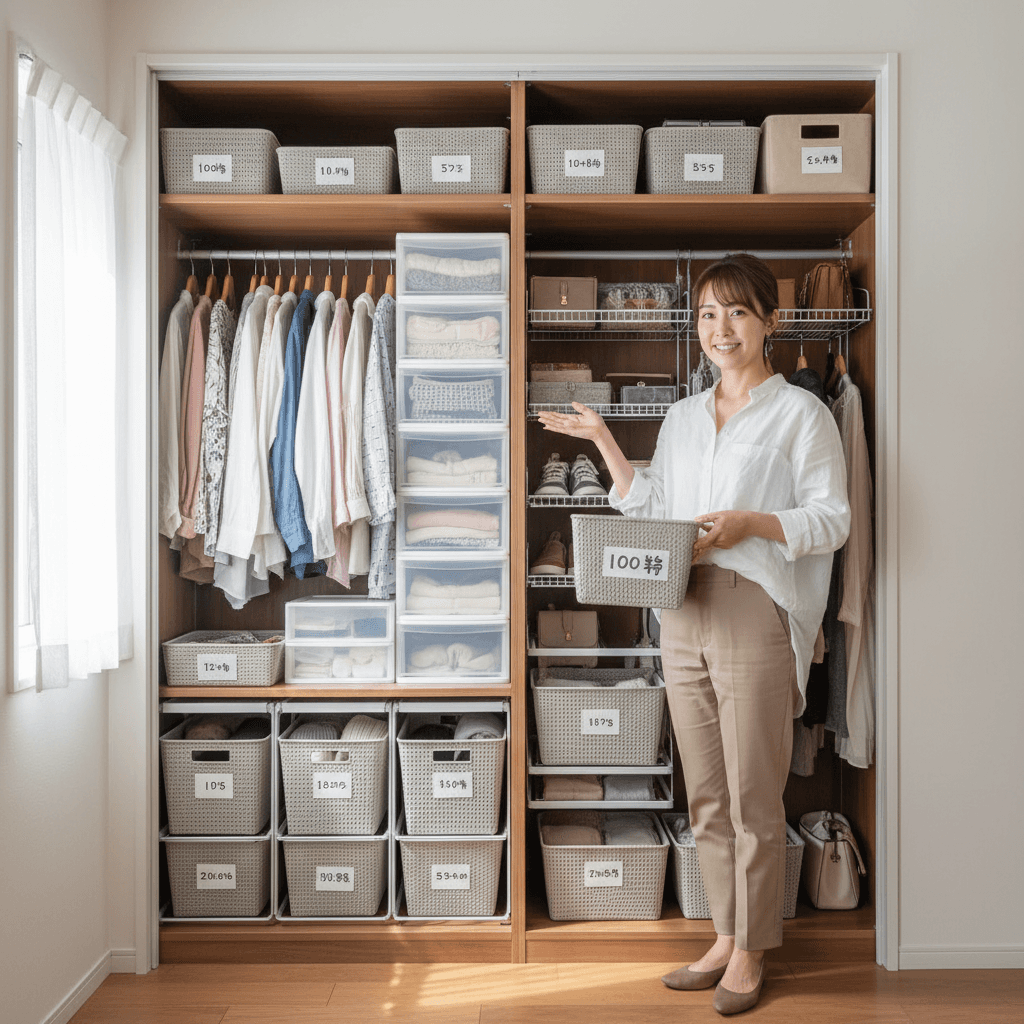 クローゼットの奥行きを持て余す悩みを100均で解決!プロが教える収納術